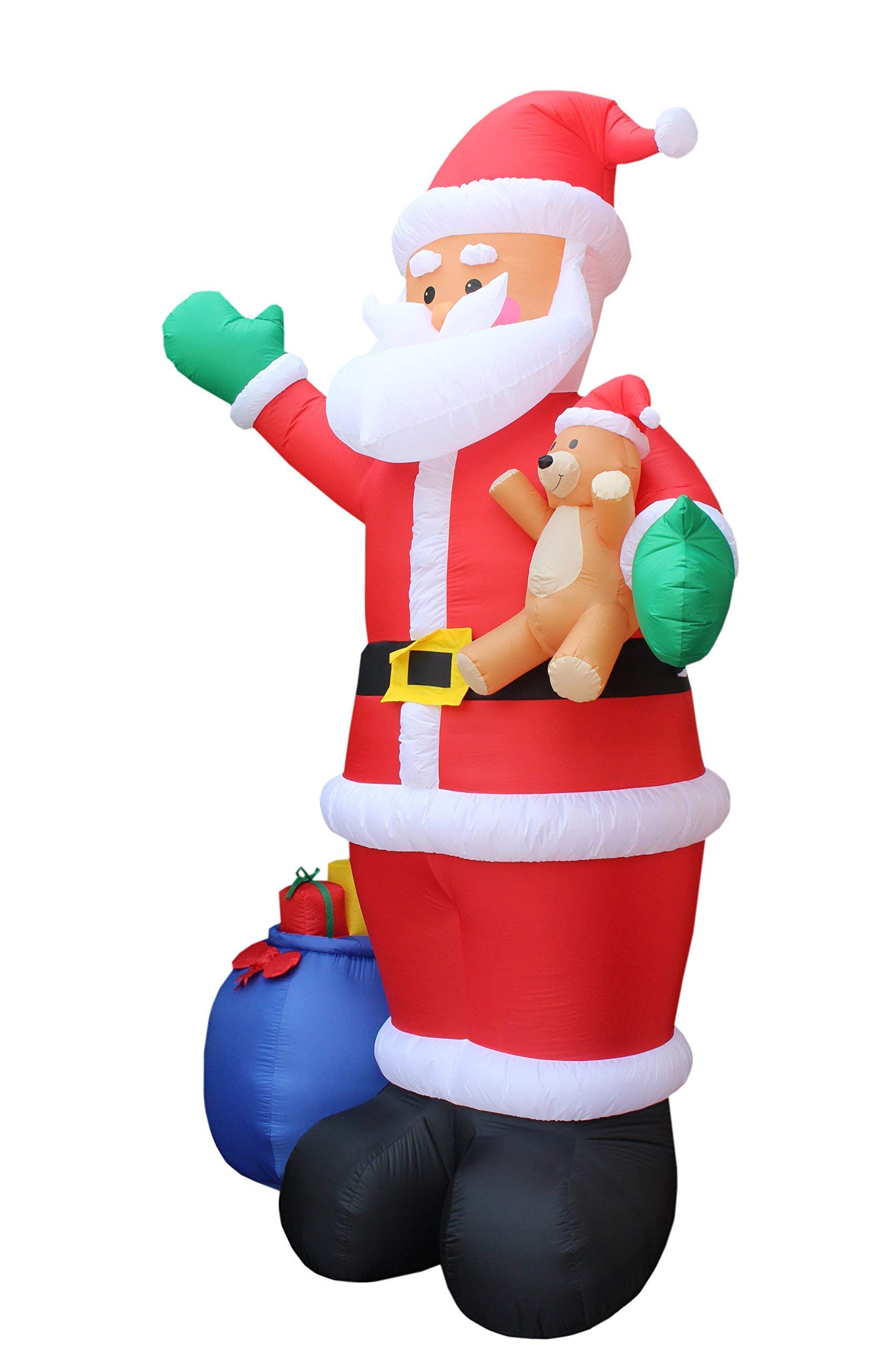 8ft & 12ft Christmas Inflatable Decorations Bundle - Candy Cane Archway, Santa Snowman Penguins & Giant Santa with Gift Bag Bear - Perfect for Outdoor Holiday Party Decor, Yard Display & Christmas Light Shows