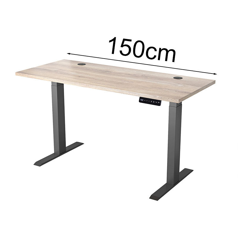 Adjustable Height Standing Desk 1.5M - Warm Oak & Black Frame - Electric Lift Desk for Home & Office - Ergonomic Workstation for Computer, Gaming & Study
