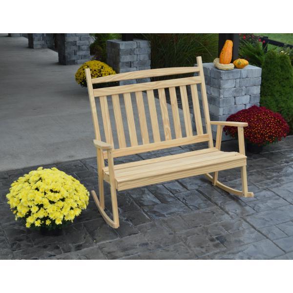 Premium Yellow Pine Double Classic Porch Rocker - Comfortable Outdoor Rocking Chair for Patio, Garden & Front Porch Relaxation