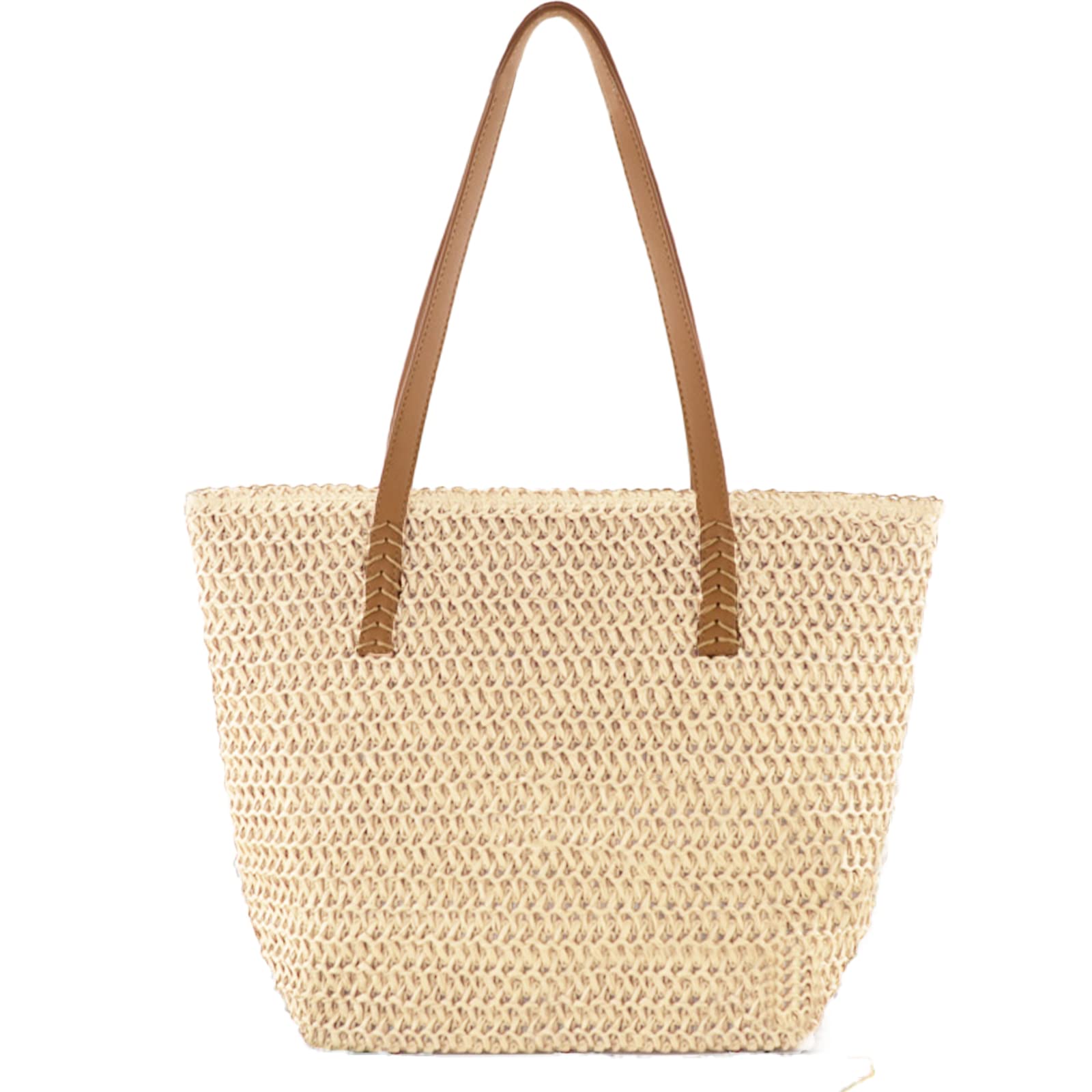 Stylish Woven Straw Beach Tote Bag for Women - Large Summer Vacation Shoulder Handbag | Perfect for Beach Trips, Poolside Lounging & Tropical Getaways