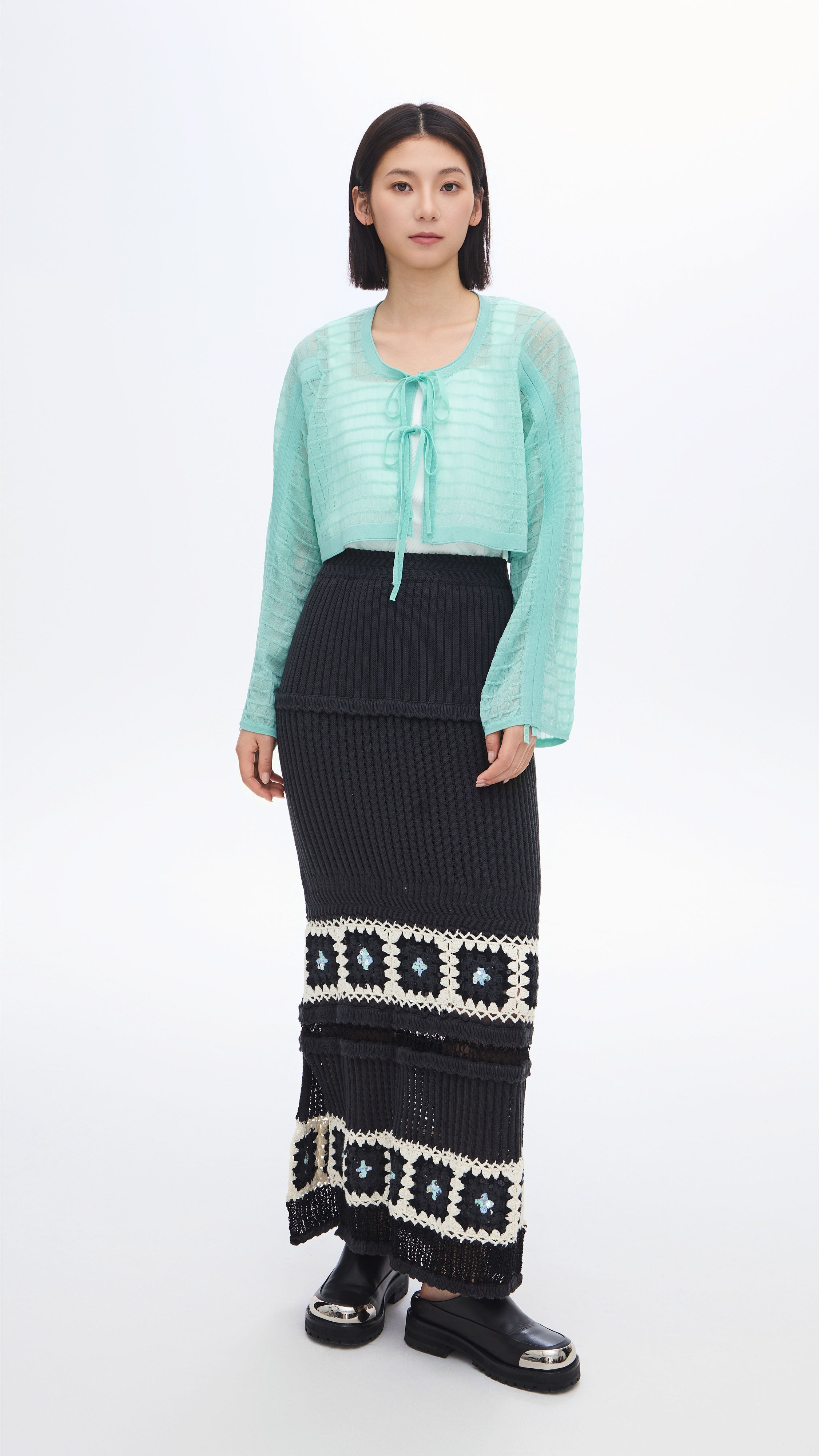 Beaded Knit Skirt for Women - Elegant Boho Maxi Skirt with Handmade Bead Details | Perfect for Beach, Vacation, and Summer Outfits