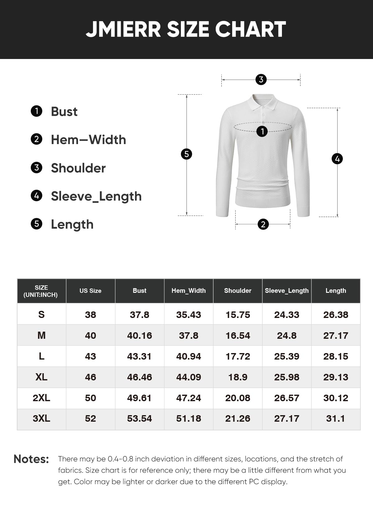 JMIERR Men's Knit Polo Shirt - Casual Button Down Long Sleeve Pullover Sweater - Lightweight Classic Style for Office, Golf & Everyday Wear