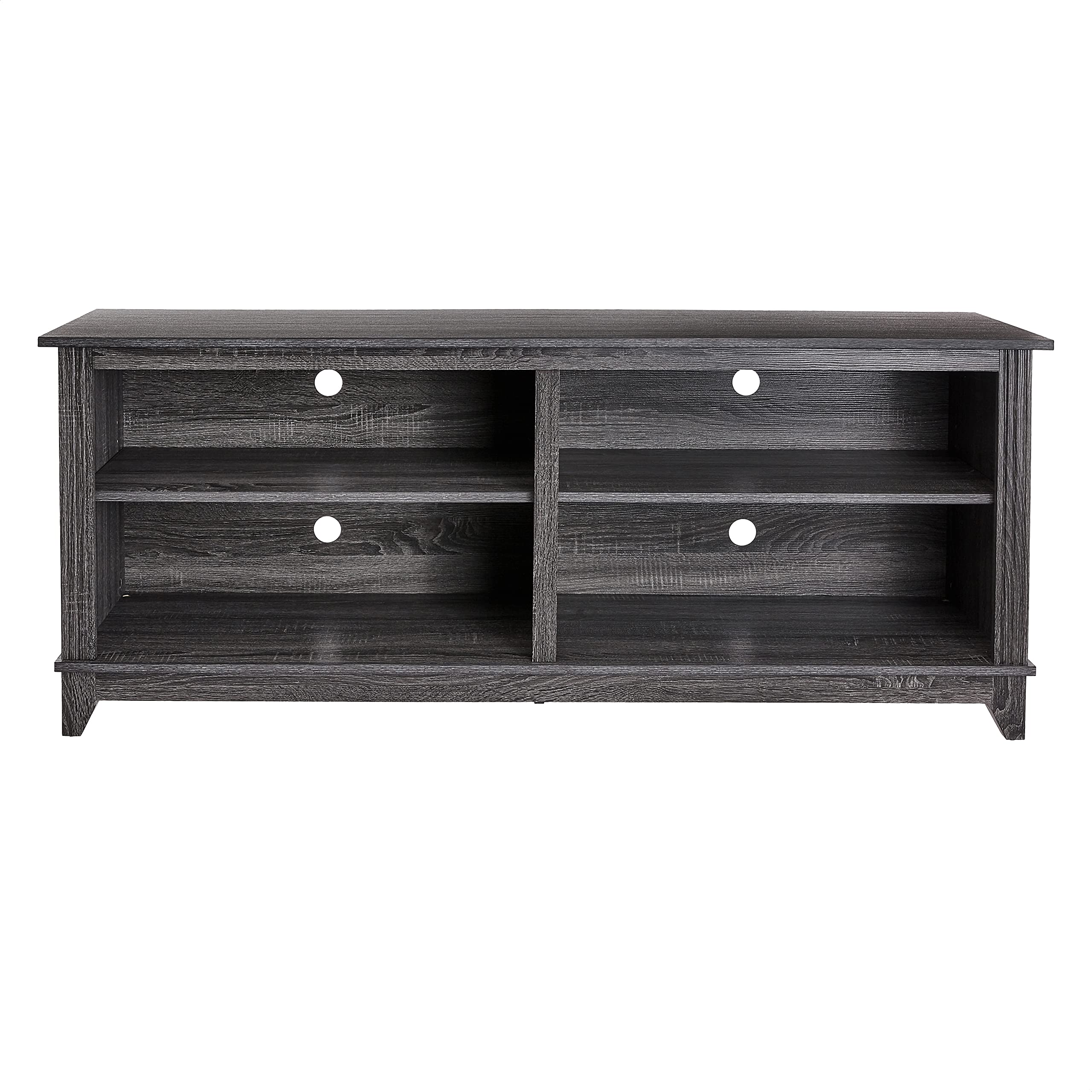 ROCKPOINT 58 Inch TV Stand for TVs up to 65 Inches - Modern Media Console with 4 Open Shelves, Living Room Entertainment Center & Storage Cabinet (Charcoal) - Perfect for Home Theater Setup & Living Room Organization