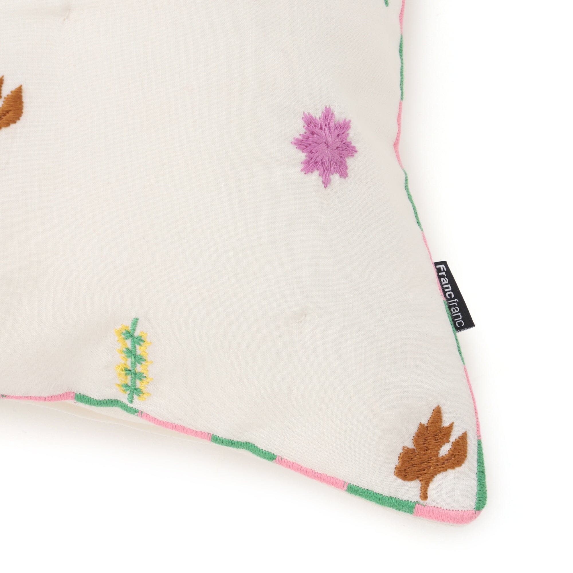 Embroidered Plant Pattern Cushion Cover 45x45cm - Boho Home Decor for Living Room, Bedroom & Outdoor Use