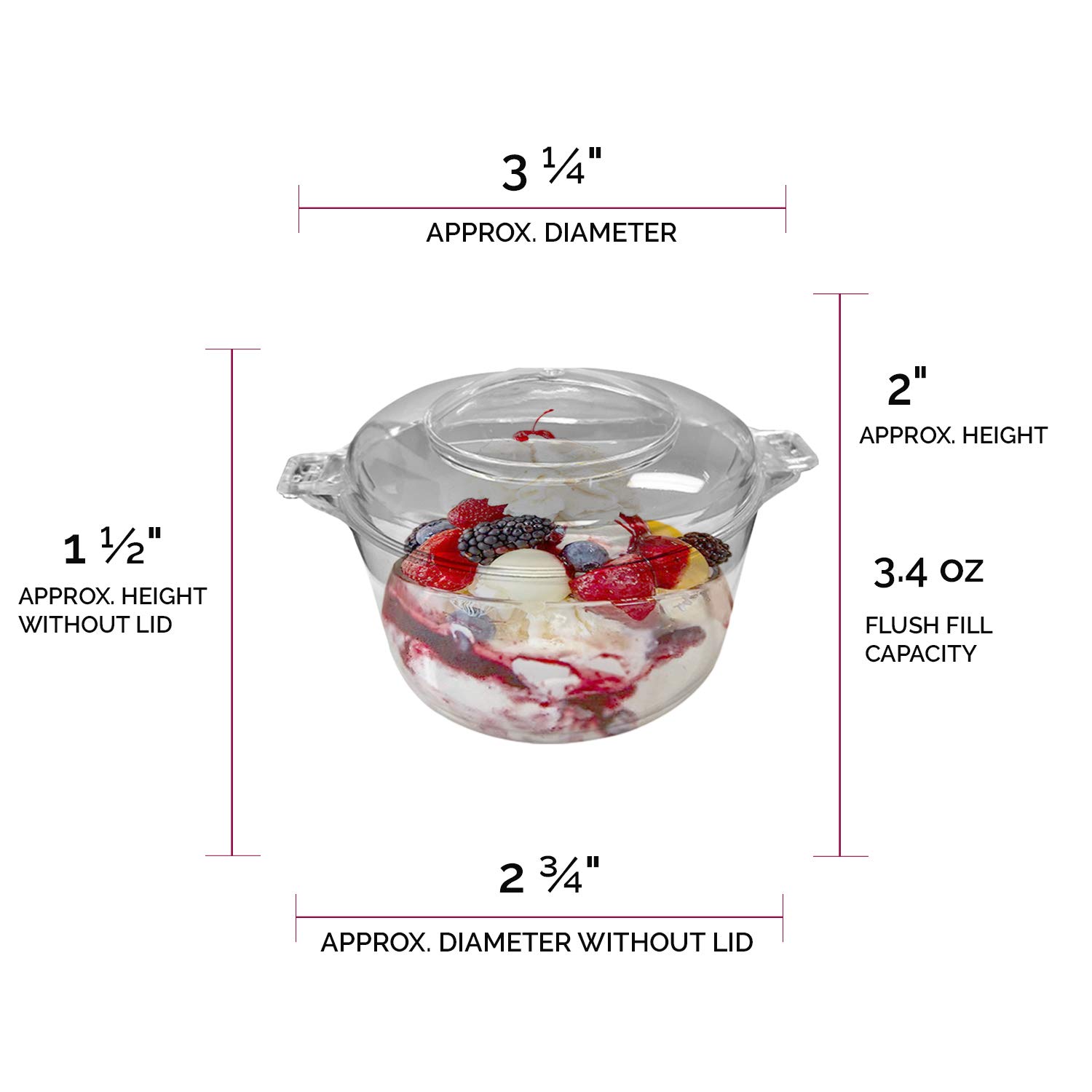 Disposable Plastic Cups & Ice Cream Bowls - 3.4 oz Clear Dessert Pots for Ice Cream, Yogurt, Fruit, Cheesecake, Pudding - Bulk Party Supplies for Weddings, Birthdays & Events (Pack of 288) - Perfect for Catering, Dessert Bars & Outdoor Gatherings