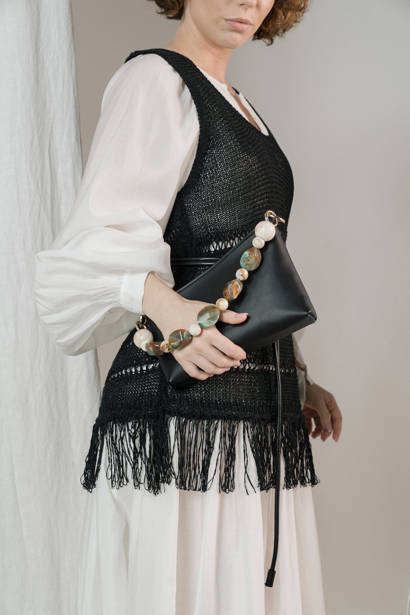 Vegan Corn Leather Baguette Bag for Women | Black Crossbody Purse | Eco-Friendly Fashion Accessory for Work, Travel & Everyday Use