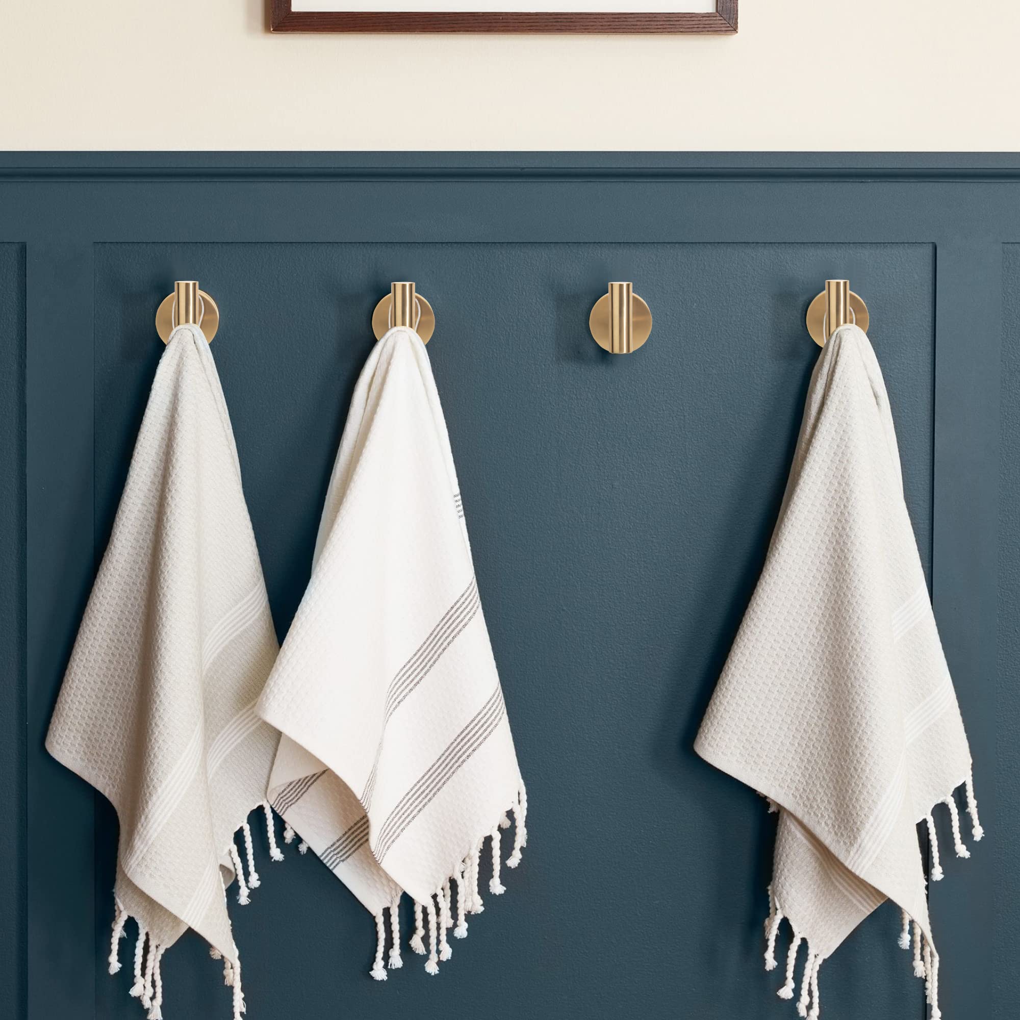 TUNNY 3-Pack Champagne Gold Wall Hooks - Rustproof Bathroom Towel Hooks, Robe Hooks & Coat Hooks for Home Decor (Bedroom, Kitchen, Bathroom) - Perfect for Hanging Towels, Robes & Coats in Any Room