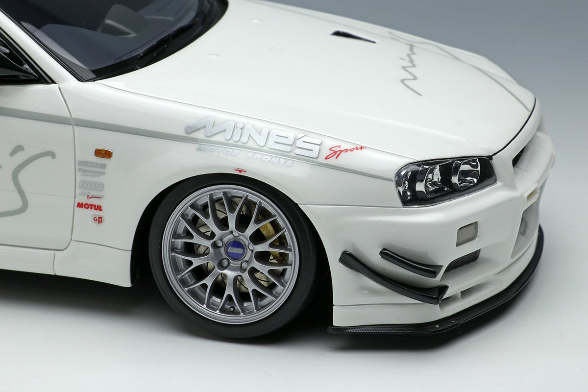 1:18 Scale Nissan Skyline GT-R (BNR34) Mine's V-Spec N1 2021 Model Car with BBS Wheels - Diecast Collectible for Car Enthusiasts & Display in Home/Office