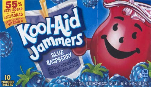 Kool-Aid Jammers Blue Raspberry Fruit Drink - 12 Pack | Refreshing Kids' Beverage for Lunchboxes, Parties & Outdoor Activities