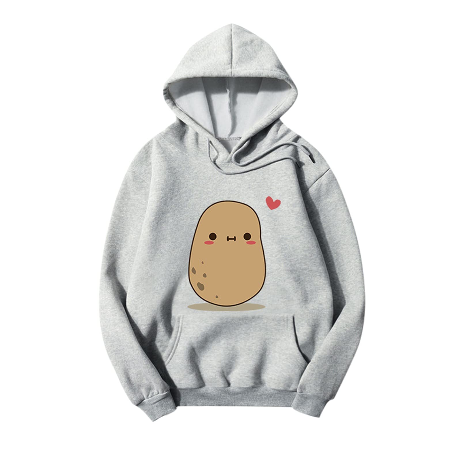 Trendy Women's Loose Pullover Hoodie with Potato Print - Comfy & Stylish Sweatshirt for Casual Wear, Lounge & Outdoor Activities (Size 2XL)