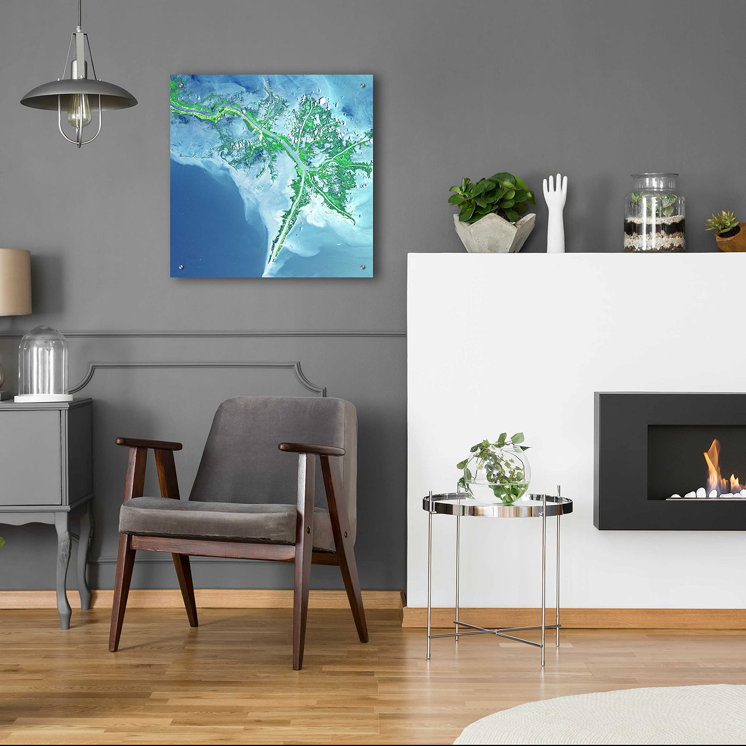 Epic Art 'Earth as Art: Mississippi River Delta' Acrylic Glass Wall Art - 24x24 Inch Modern Home Decor - Perfect for Living Room, Bedroom & Office Wall Decor