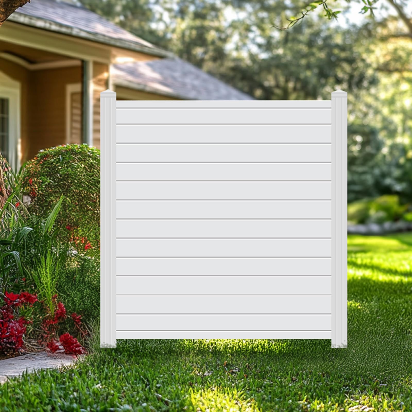 Vinyl Privacy Fence Panel for AC Units, Trash Cans & Pool Equipment - Outdoor Durable Enclosure Solution for Backyard, Patio & Garden Privacy
