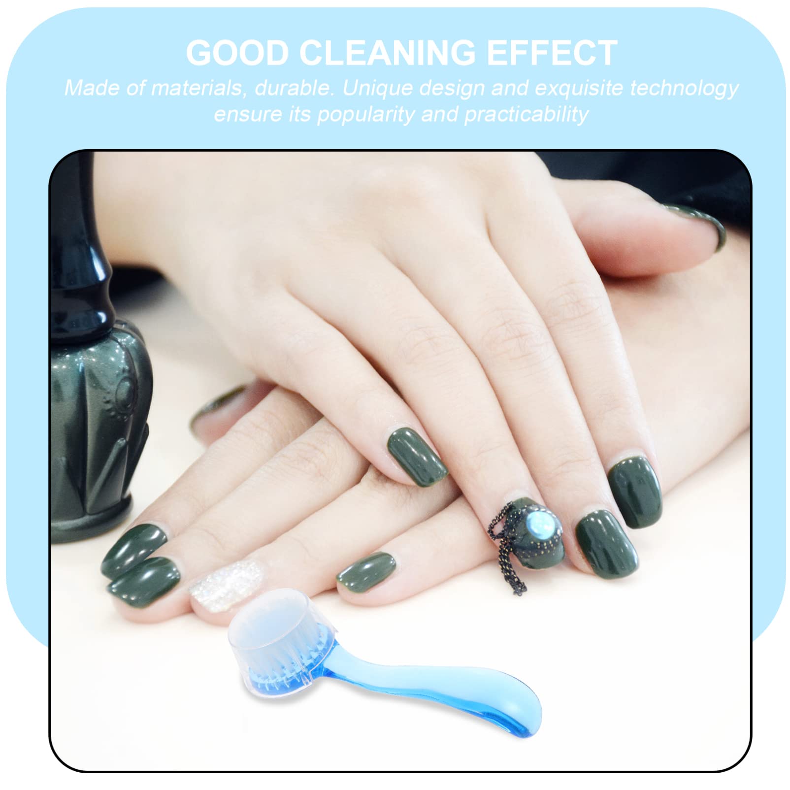 Beautyfu Round Head Nail Brush Cap Set - 6pcs Manicure Cleaning Brushes with Soft Bristles for Fingernail Care - Essential Nail Tools for Home Salon, Travel & Professional Use