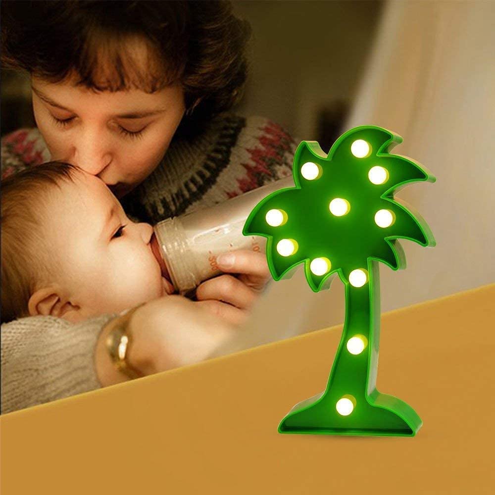 Cloud Marquee Sign Lamp - Battery Operated Moon Night Light with Palm Tree Design | Perfect for Bedroom Decor, Nursery Lighting, and Romantic Atmosphere