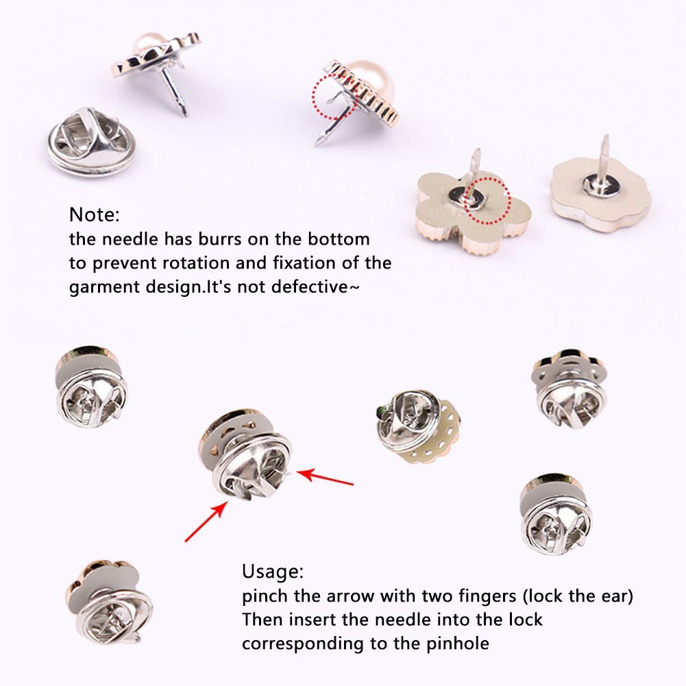 Joyci 10-Pack Women's Shirt Brooch Lapel Pins - Pearl & Metal Decorative Buttons with Safety Clutch Back for Blouses, Sweaters & Knitwear - Elegant Fashion Accessories for Office, Party & Special Occasions