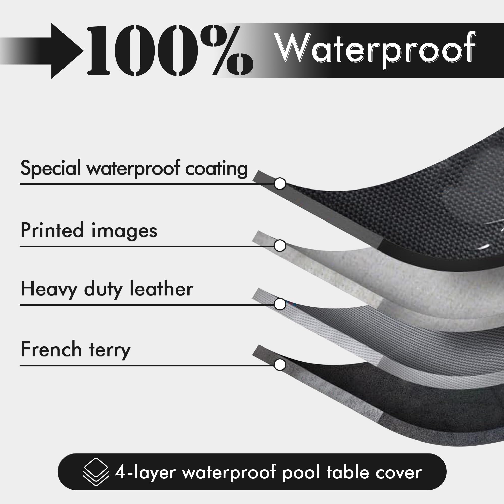 **7ft Waterproof Leather Pool Table Cover - Premium Billiard Table Protector for Indoor & Outdoor Use - Protects Felt & Extends Table Life - Ideal for Home Game Rooms, Bars & Clubs**