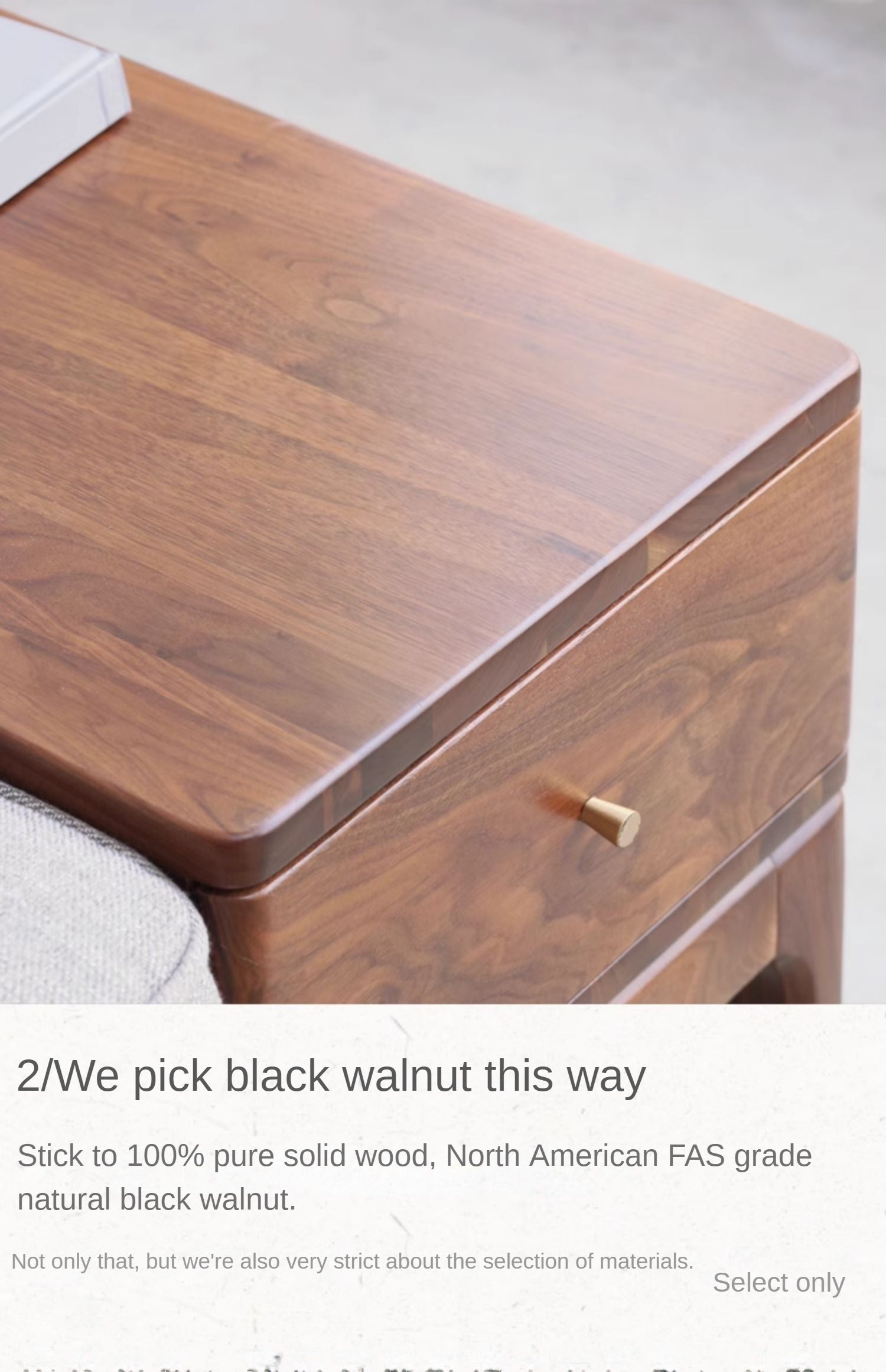 Premium Black Walnut & Ash Solid Wood Fabric Chaise Lounge Sofa - Modern Living Room Furniture for Relaxation & Home Decor