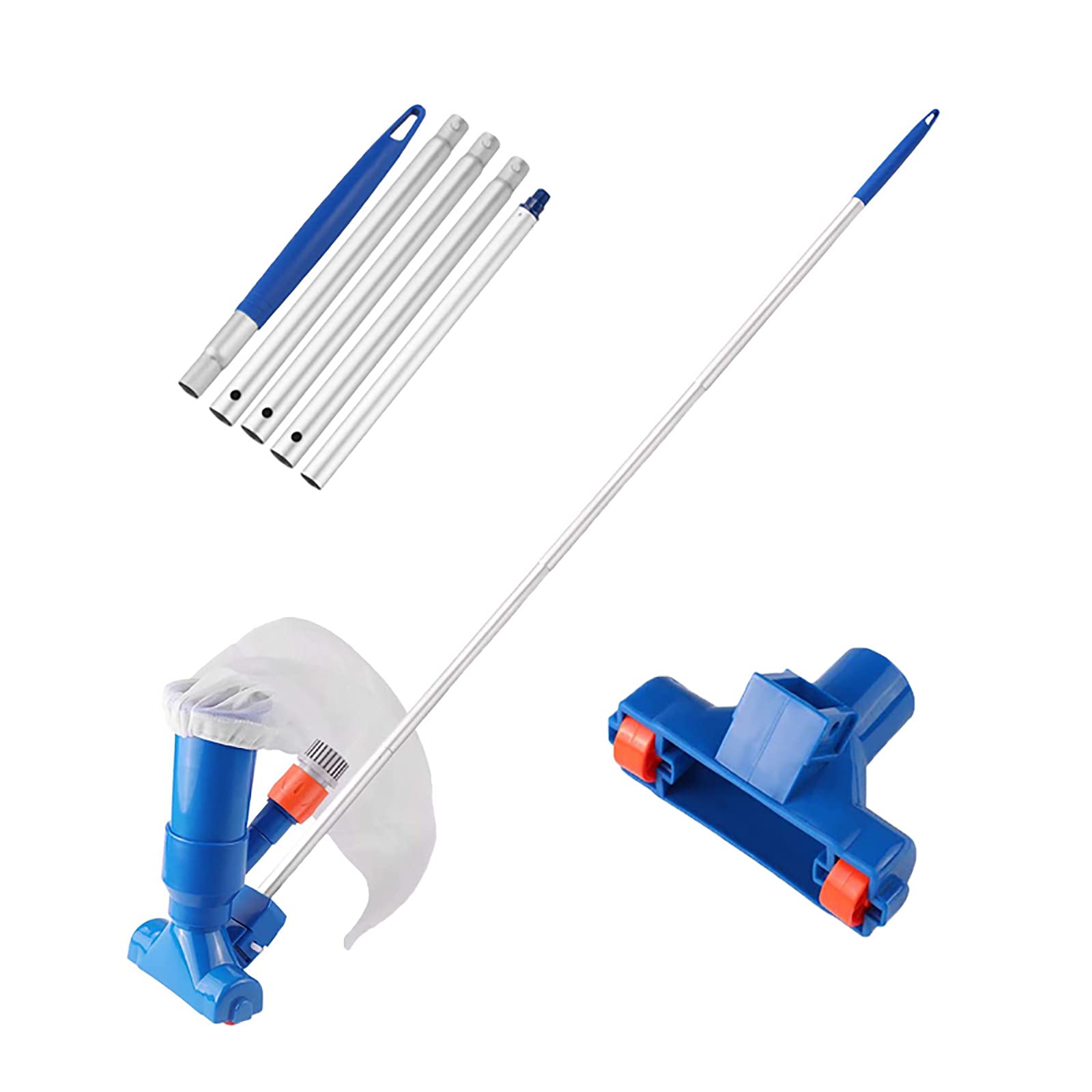 Portable Pool Vacuum Cleaner Kit for Above Ground Pools & Spas - Underwater Cleaning Tool with Brush & Pole