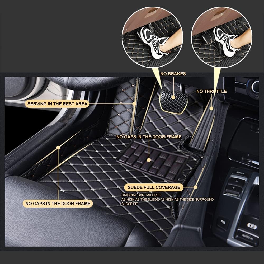 Premium Custom Car Floor Mats - Full Coverage Leather Liners, Waterproof All-Weather Protection for Coupe, Sedan, SUV & Truck (Brown) | Luxury Carpet Interior Upgrade for Daily Commute & Road Trips