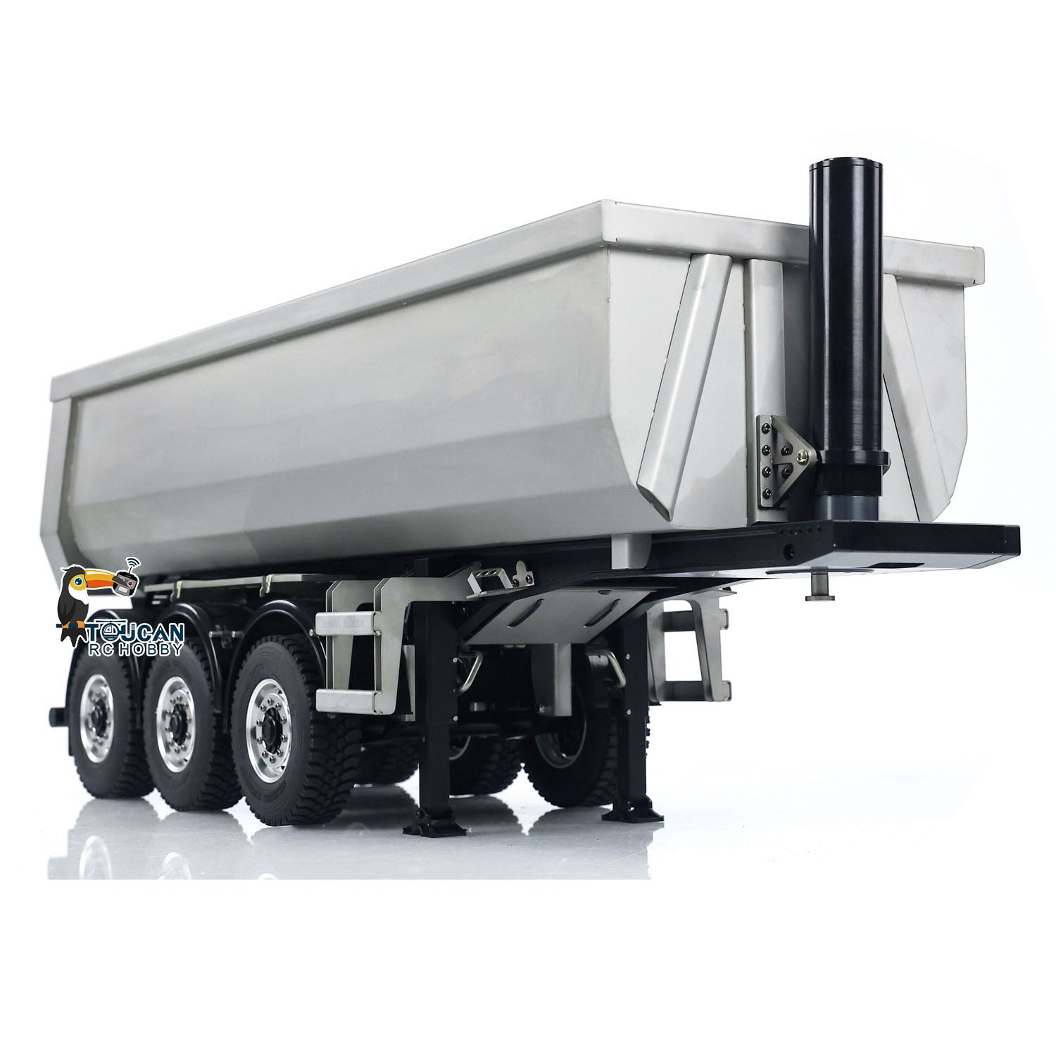 1/14 Scale 3-Axle Metal Hydraulic RC Dump Trailer Kit - Unpainted Assembled Model for Remote Control Tractor Trucks with Servo & ESC Motor - Perfect for DIY RC Car Enthusiasts & Construction Site Simulation Scenes