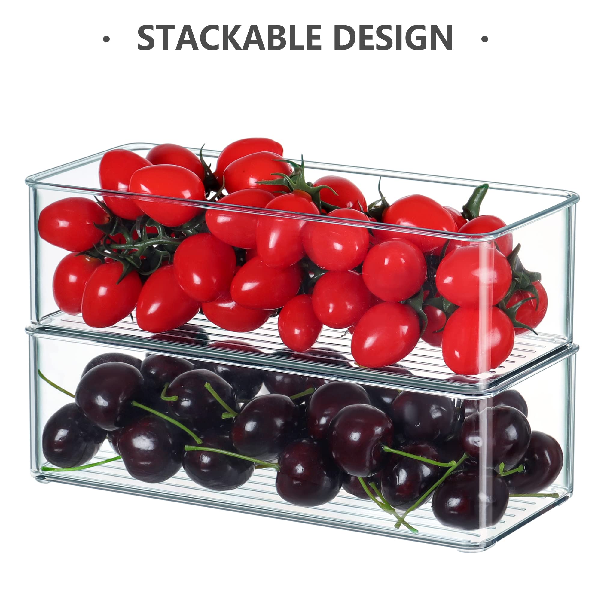 Hudgan 8-Pack Clear Plastic Drawer Organizers Set - Stackable Deep Drawer Bins for Makeup Vanity, Desk & Bathroom Storage (2 Sizes) - Perfect for Organizing Cosmetics, Office Supplies & Toiletries