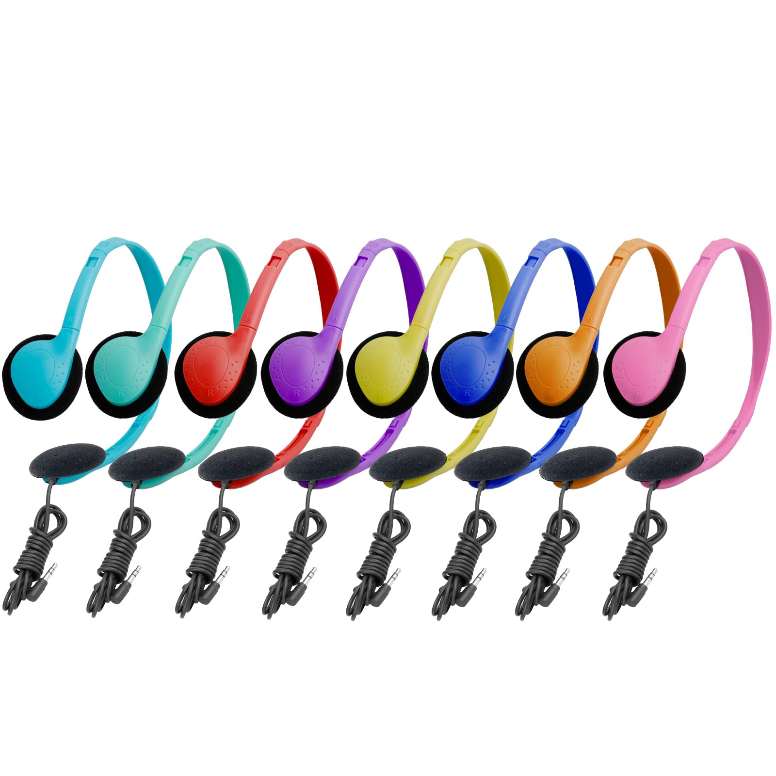 32 Pack Kids Headphones Bulk - Adjustable Wired Classroom Headphones for Students, Teens & Adults (Multi Color) - Perfect for School, Online Learning & Group Activities