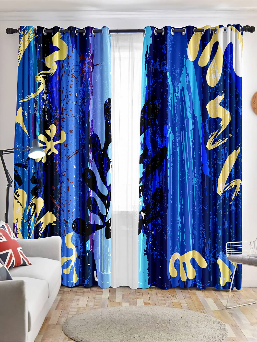 Blackout Curtains for Bedroom - Thermal Insulated Soundproof Grommet Curtains with Abstract Paint Design, 95 Inch Length (Set of 2 Panels, 52 Inch Wide) - Perfect for Home Theater, Nursery & Light-Sensitive Sleepers