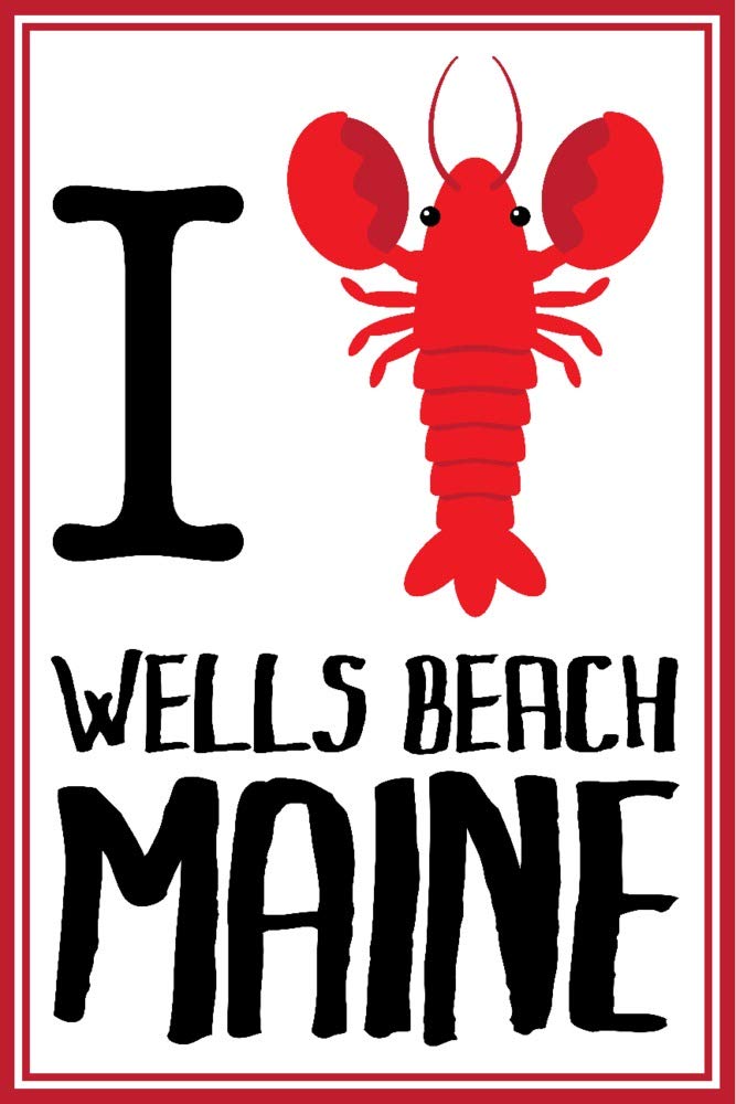 Signed Lobster Wells Beach Maine Art Print - 24x36 Wall Decor Poster, Coastal Home Decor for Living Room & Office