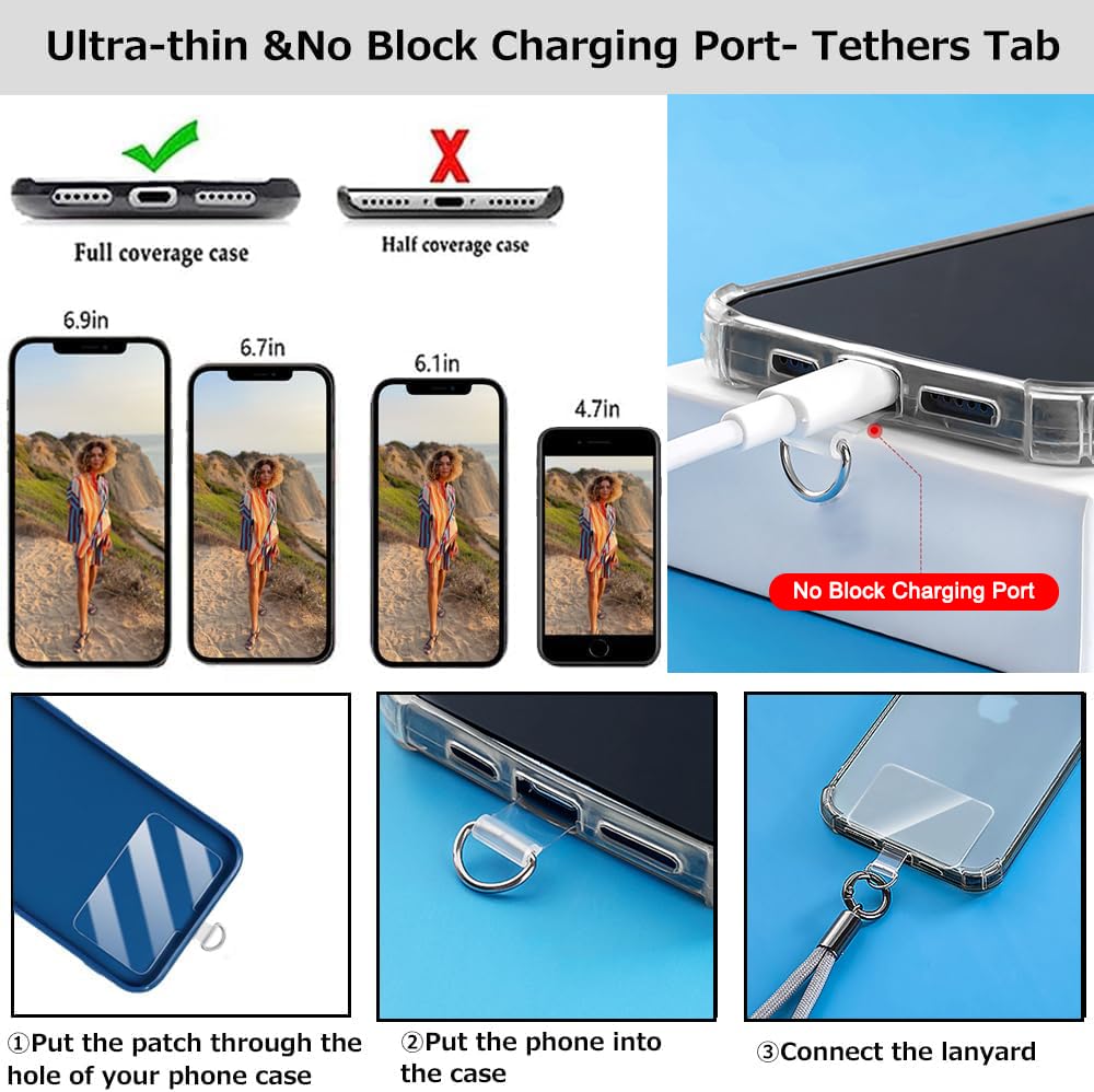Universal Acrylic Beads Phone Lanyard - 120cm Adjustable Crossbody Strap with Tether Tab for iPhone, Samsung & Most Smartphones | Perfect for Hands-Free Use While Shopping, Traveling or Working