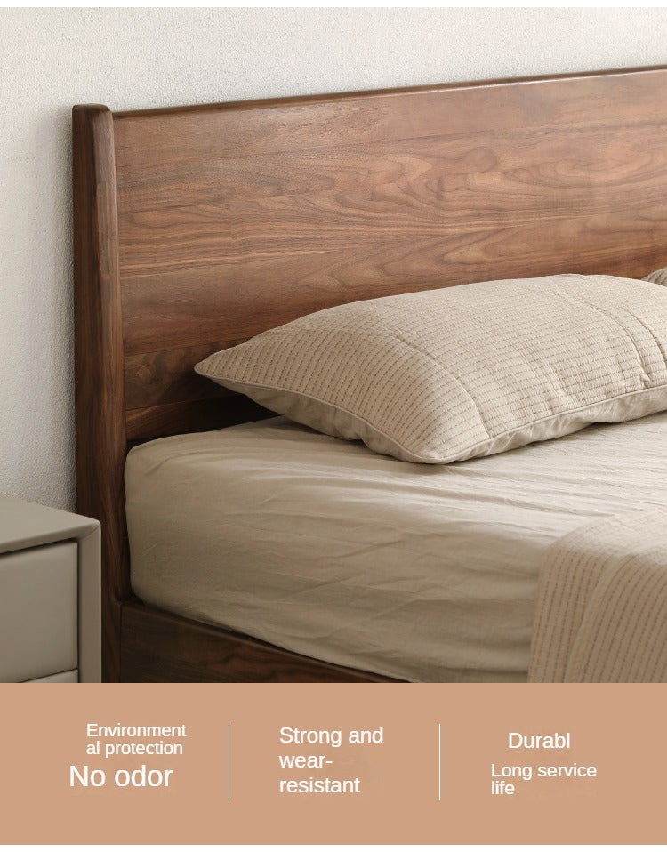 Solid Black Walnut Wood Bed Frame - Queen Size, Natural Wood Grain, Sturdy Platform Bed - Perfect for Modern, Farmhouse & Rustic Bedroom Decor