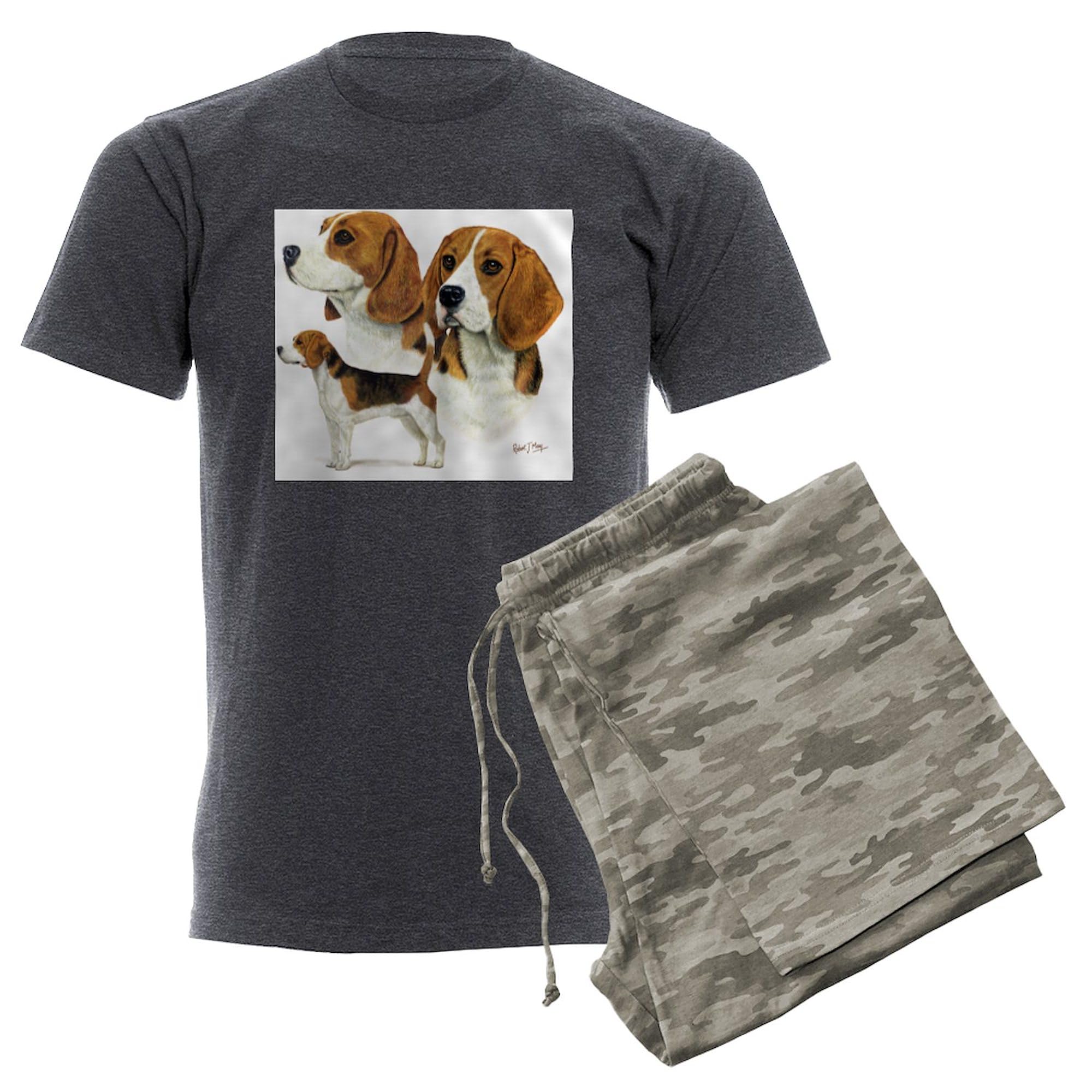 Beagle Print Men's Lightweight Pajama Set - Charcoal Grey Sleepwear for Dog Lovers - Cozy Lounge & Sleepwear for Relaxing at Home