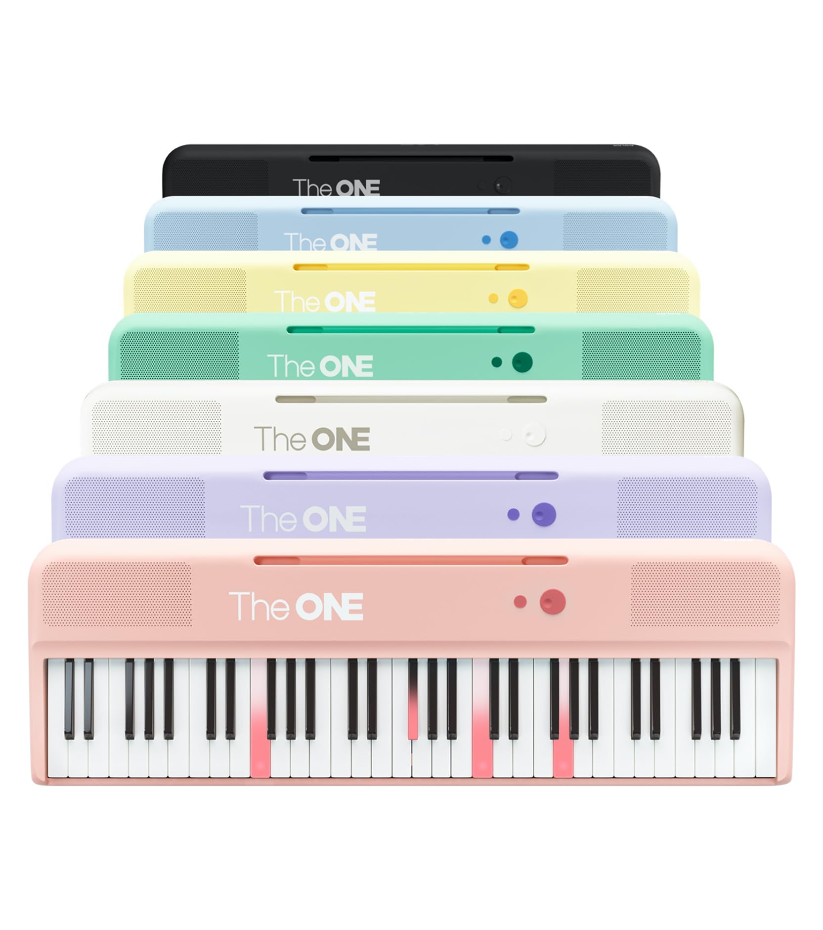 The ONE Smart Keyboard COLOR 61-Key Lighted Digital Piano with 256 Tones & 64 Polyphony - Beginner Piano Keyboard with Built-in LED Lights, Free Apps & Stand (Pink) - Perfect for Home Learning, Music Practice & Gift Giving