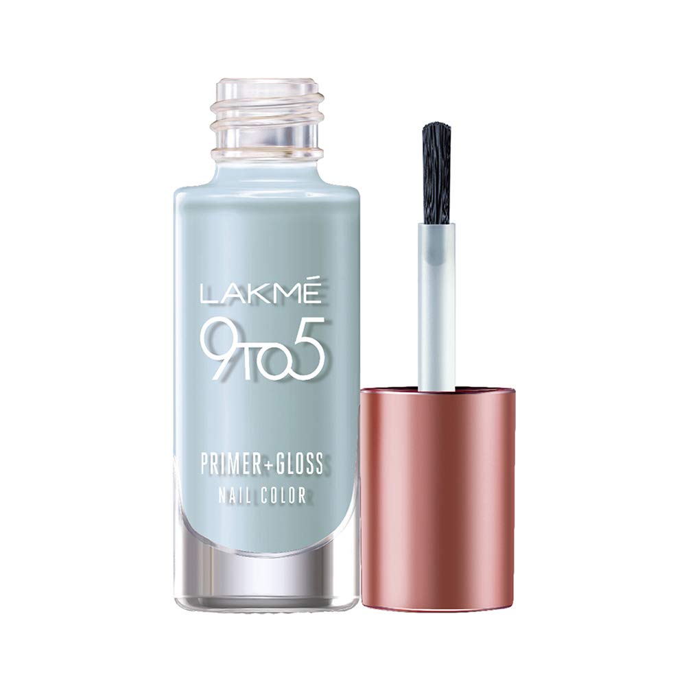LAKMÉ 9 To 5 Primer + Glossy Finish Nail Polish - Blue Scape (6ml) | Long-Lasting Shine for Work & Special Occasions