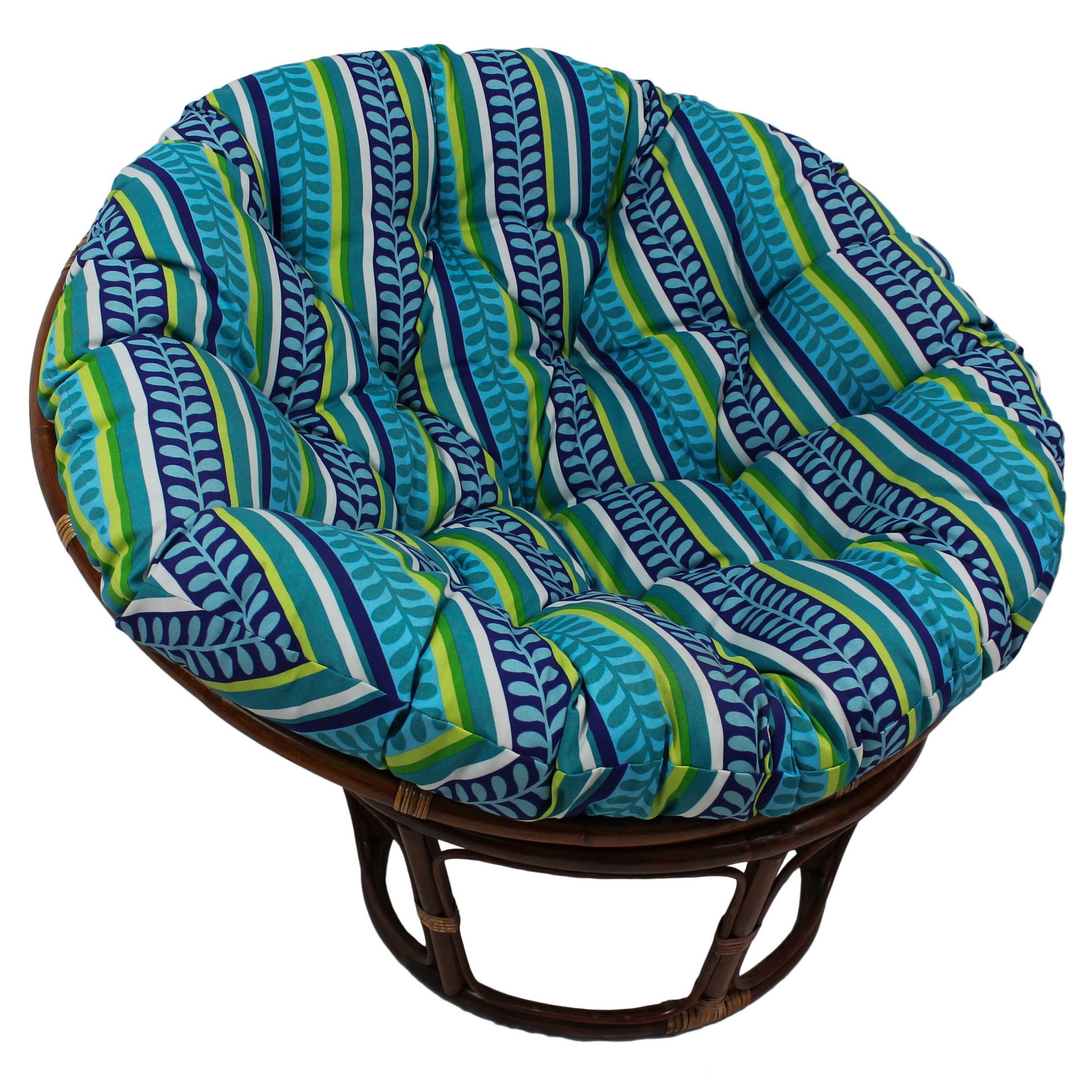 Blazing Needles Outdoor Spun Polyester Papasan Cushion - Waterproof & Weather-Resistant Round Chair Pad (1-Pack, Annie Chocolate) for Patio, Garden & Sunroom Relaxation