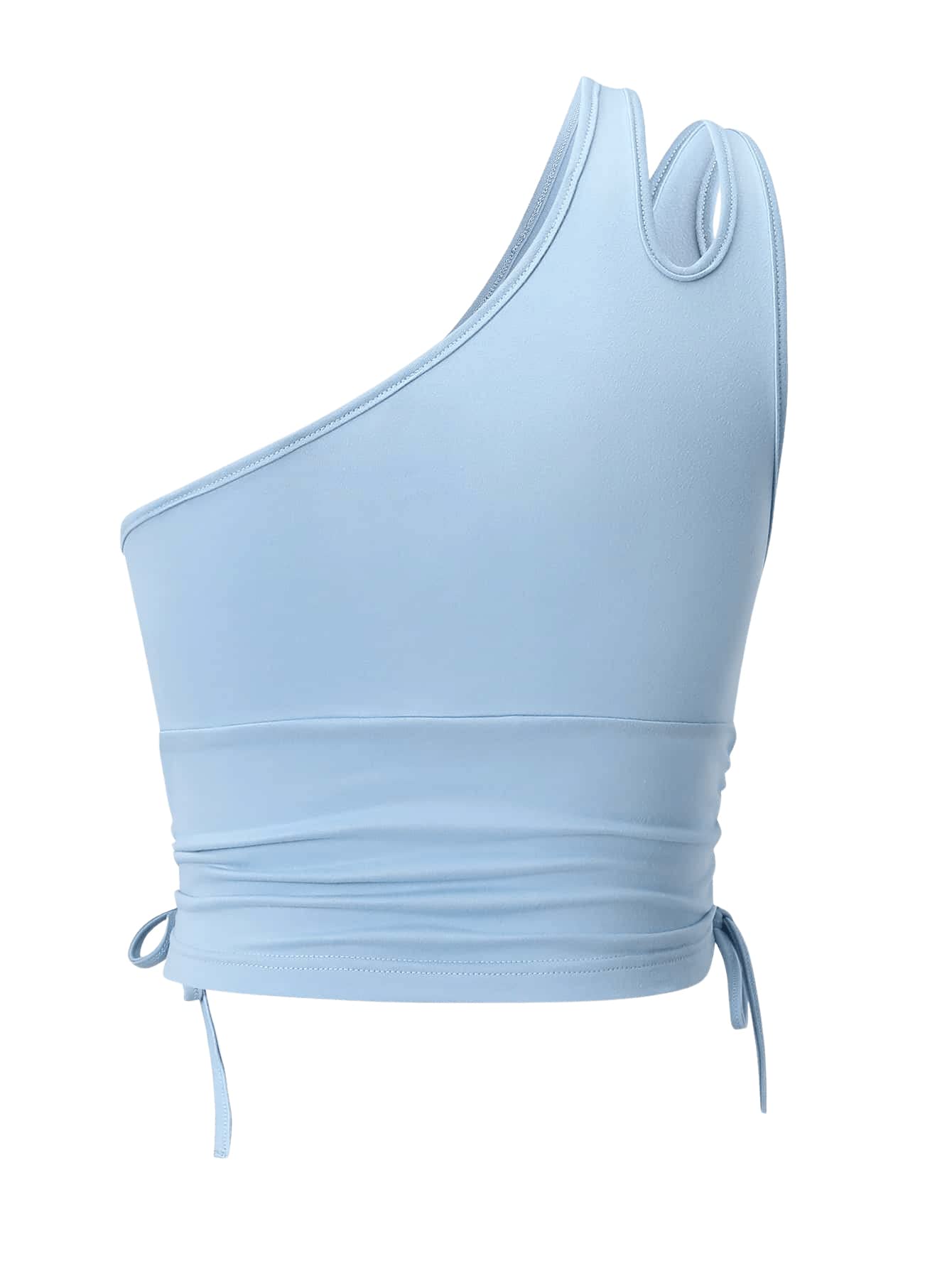 Verdusa Women's Cut Out One Shoulder Sleeveless Drawstring Side Crop Tank Top - Sexy Summer Casual Tops for Beach, Party & Date Night Outfits