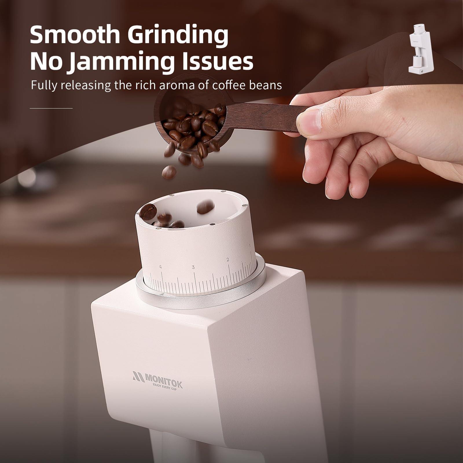 Electric Coffee Grinder for Espresso, Drip & Cold Brew - White C1 | Home & Cafe Use