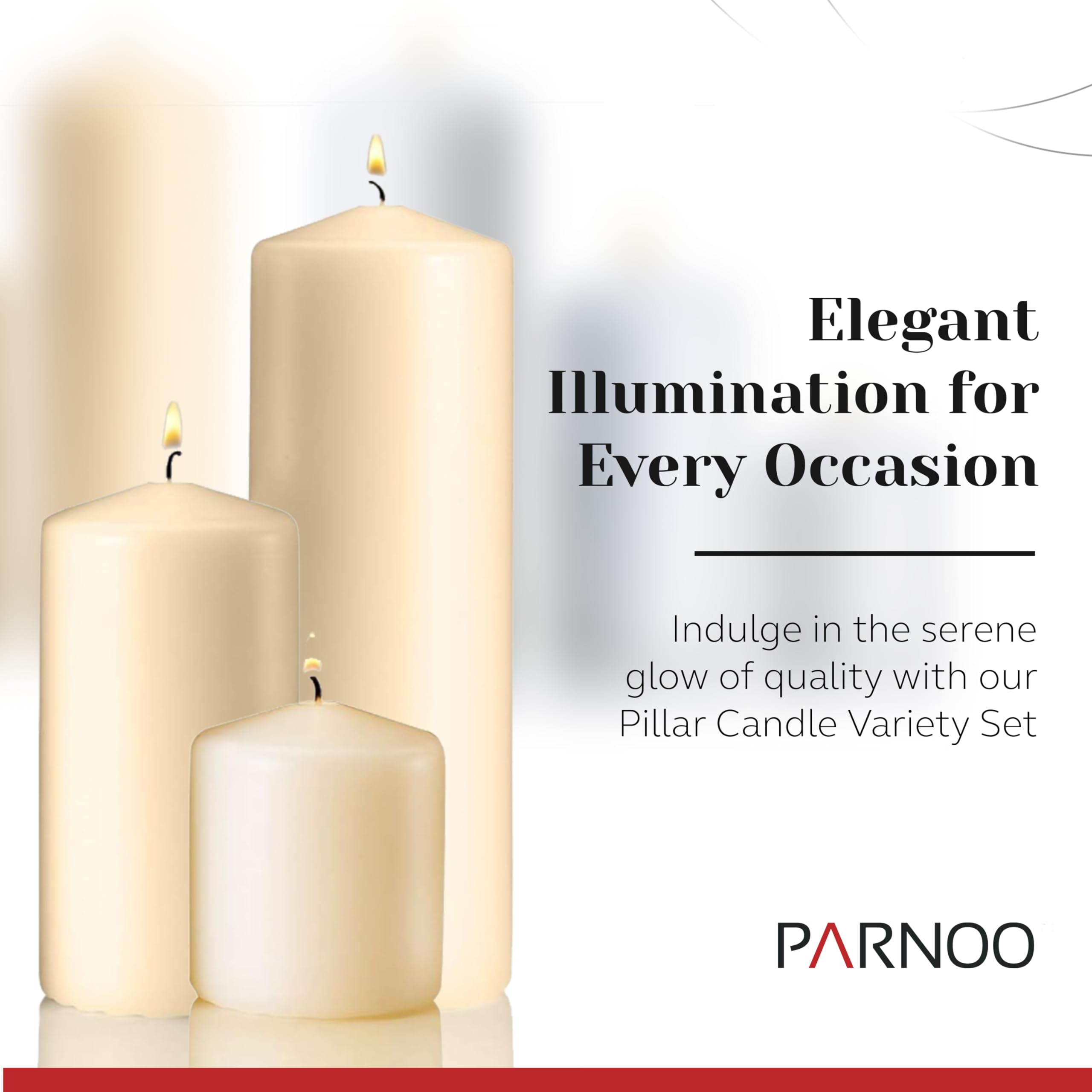 PARNOO Ivory Pillar Candles Set of 3 - Dripless Unscented Decorative Candles (3x3, 3x6 & 3x9 Inches) for Wedding Centerpieces, Home Decor, Table Settings & Romantic Ambiance