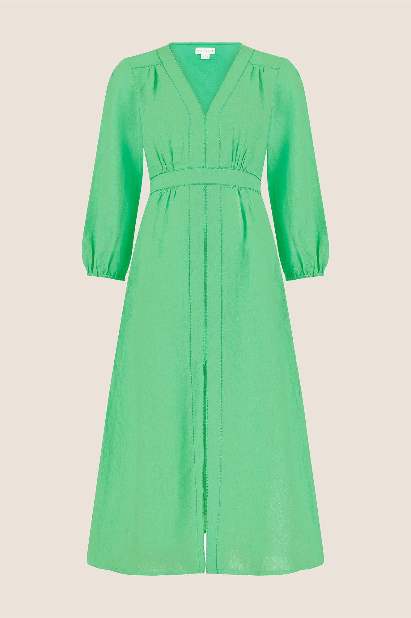 Jamila Linen Dress for Women - Breathable Green Summer Maxi Dress | Perfect for Beach Vacation, Garden Party & Casual Outings