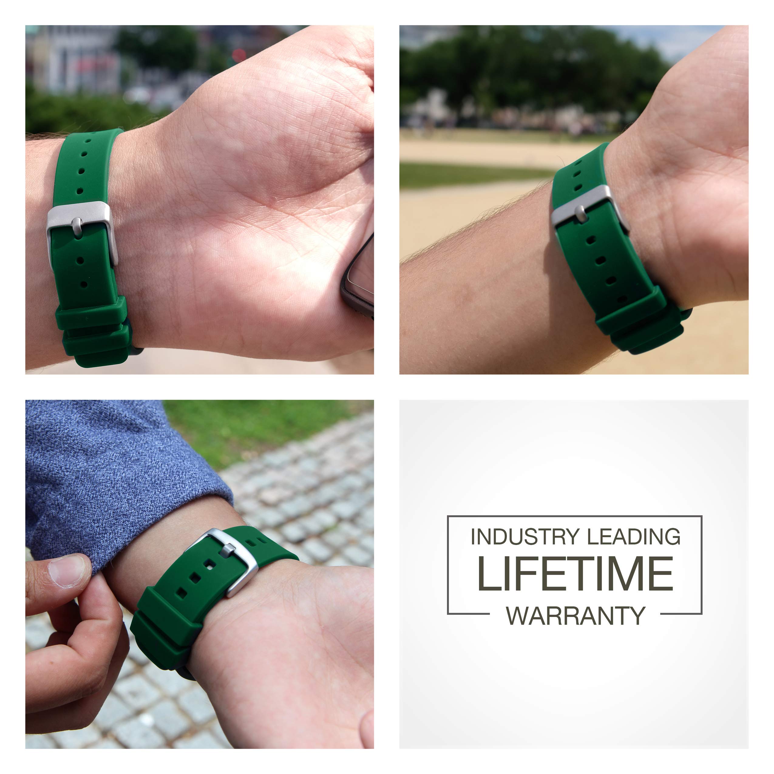 Silicone Watch Band for Gizmo & Samsung - Quick Release 20mm Green Strap for Kids & Outdoor Use
