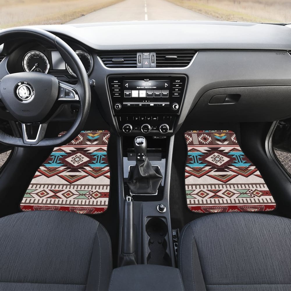 Premium Brown Boho Aztec Car Floor Mats - Non-Slip, Durable All-Weather Protection for SUVs, Trucks & Sedans - Perfect for Road Trips, Commuting & Outdoor Adventures