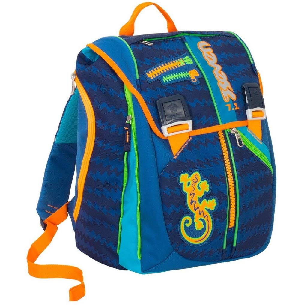 Seven Double Zipper Backpack for Boys - Durable School Bag with Gecko Design, Perfect for School, Travel & Outdoor Adventures