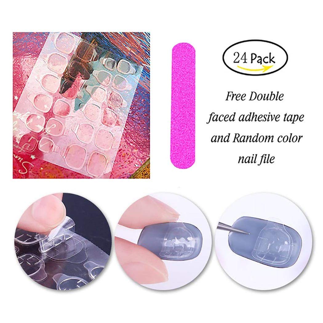 **24Pcs Halloween Press on Nails - Glossy Extra Long Coffin Fake Nails, Black & White Acrylic False Nails for Women & Girls | Full Cover Stick on Nails for Parties, Cosplay & Costume Events**