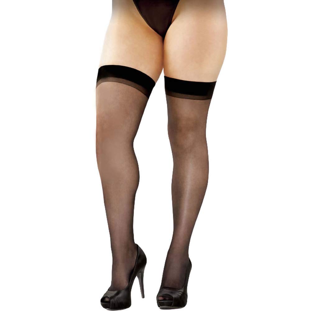 Plus Size Queen Lace Top Sheer Thigh High Stockings for Women - Sexy Lingerie for Date Night & Boudoir Photography