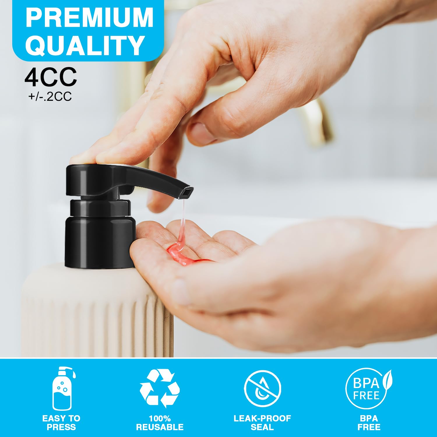 2-Pack Shampoo Pump Dispenser for 33.8 oz Bottles - Fits Most 1-Inch Wide Opening Salon Bottles - Black & White Replacement Pump for Shampoo, Conditioner, Body Wash & Lotion - Perfect for Bathroom, Salon & Home Use
