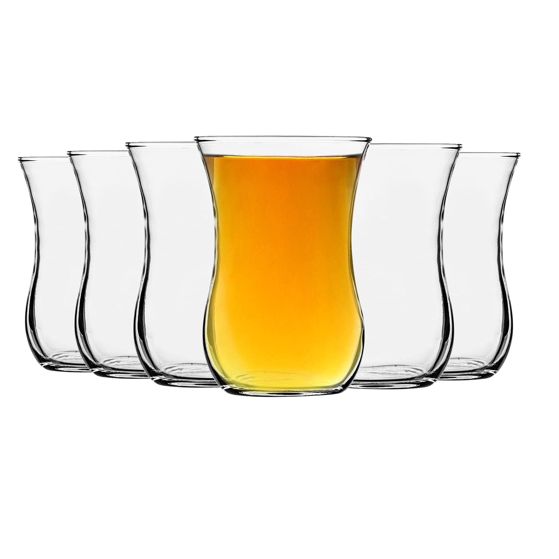 LAV 6-Piece Clear 115ml Classic Glass Tea Cup Set - Turkish Coffee & Latte Drinking Cups, Elegant Tea Mugs for Birthday Gifts & Home Decor | Perfect for Coffee Shops, Tea Parties & Gift Giving