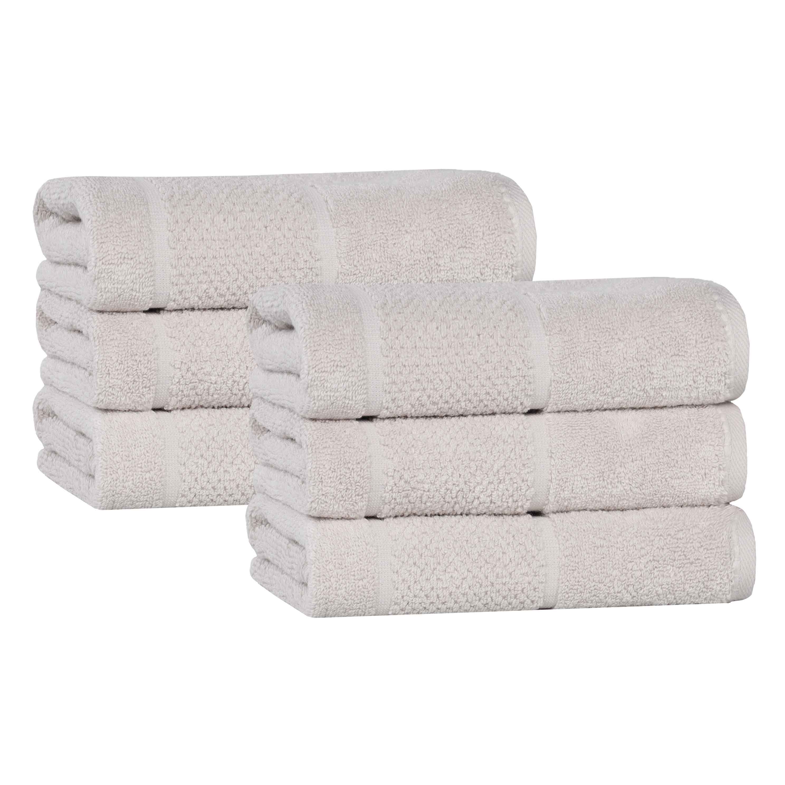 Premium 6-Pack Mile Smart Twist Cotton Solid Hand Towels - Soft, Absorbent & Quick-Drying for Kitchen, Bathroom & Gym Use