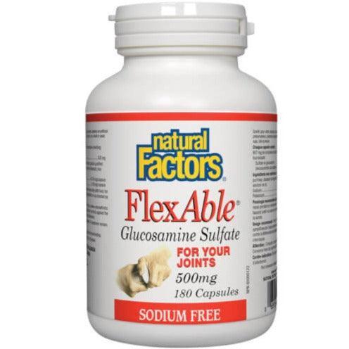 Natural Factors Glucosamine Sulfate 500mg - 180 Capsules for Joint Pain Relief & Mobility Support - Supports Healthy Cartilage & Joint Function - Ideal for Active Adults & Seniors