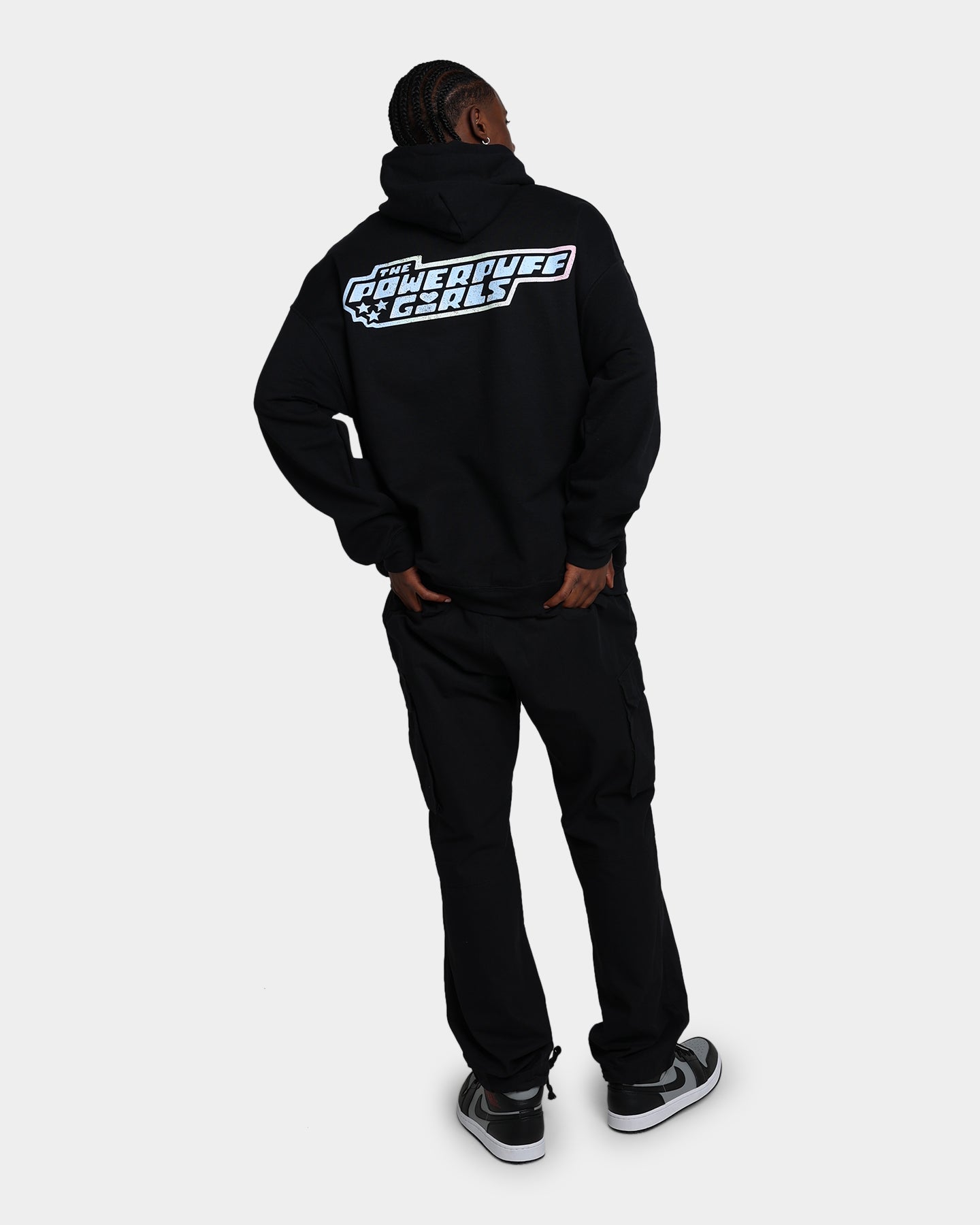 American Thrift X Powerpuff Girls Grid Logo Hoodie - Black | Cartoon Streetwear for Women & Teens | Perfect for Casual Wear, Cosplay & Anime Conventions