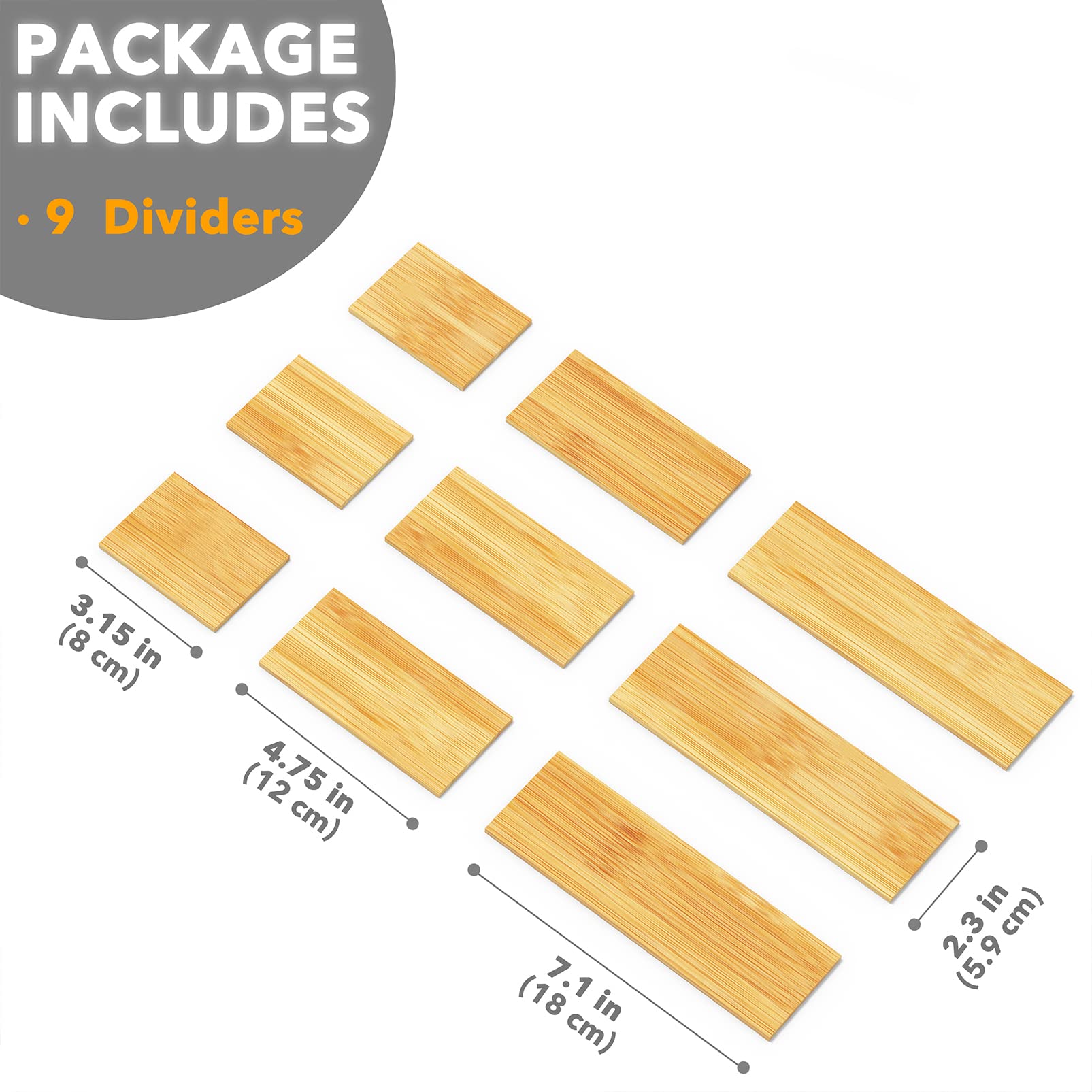 SpaceAid Bamboo Drawer Organizers with Dividers and Labels - 4 Pack Drawer Organizer Set with 9 Adjustable Inserts (Fits 17-22 Inch Drawers) - Perfect for Kitchen Utensils, Office Supplies, and Bag Storage Organization