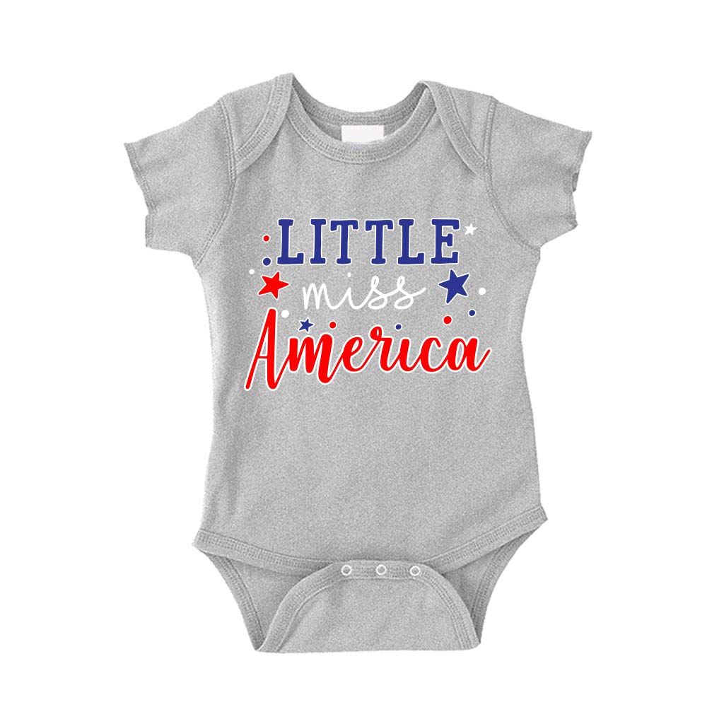 Little Miss America Baby Onesie & Toddler T-Shirt - Cute Patriotic Outfit for 4th of July, Memorial Day & Independence Day Celebrations
